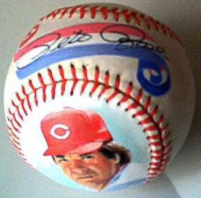 Pete Rose autographed Cincinnati Reds NL baseball painted by Jolene Jessie