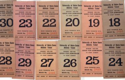 1925-26 Notre Dame lot of 12 student tickets (college football)