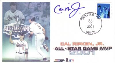 Cal Ripken autographed Baltimore Orioles 2001 All-Star Game MVP cachet envelope