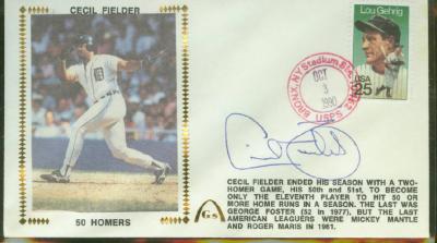 Cecil Fielder autographed 1990 Detroit Tigers 50 Homers Gateway cachet envelope