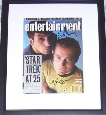 Leonard Nimoy & William Shatner autographed Star Trek Entertainment Weekly cover framed