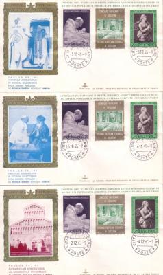1965 Pope Paul VI set of 3 First Day Covers (dual cancellations)