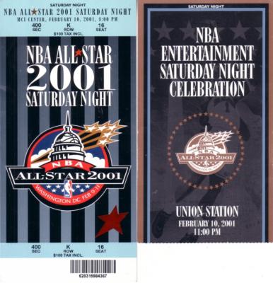 2001 NBA All-Star Saturday Night ticket set & Slam Dunk scoring sign
