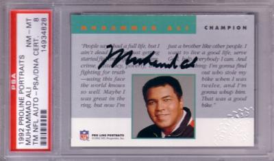Muhammad Ali certified autograph 1992 Pro Line card PSA/DNA PSA 8