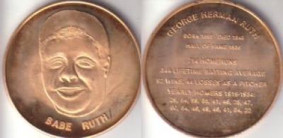 Babe Ruth bronze medallion