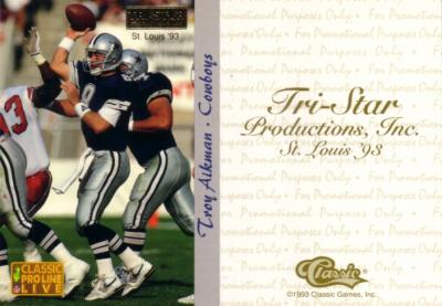 Troy Aikman 1993 Pro Line St. Louis Tri-Star promo card