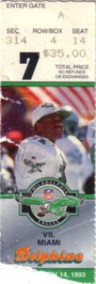 Don Shula NFL Record Win #325 1993 Miami Dolphins ticket stub
