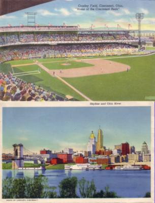 Cincinnati Reds Crosley Field 1940s postcard size photo