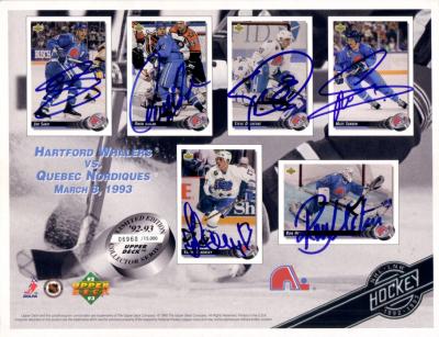 1992-93 Quebec Nordiques autographed Upper Deck card sheet (Owen Nolan Joe Sakic Mats Sundin)