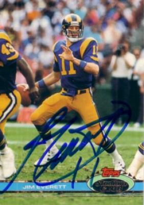 Jim Everett autographed Los Angeles Rams 1991 Stadium Club card
