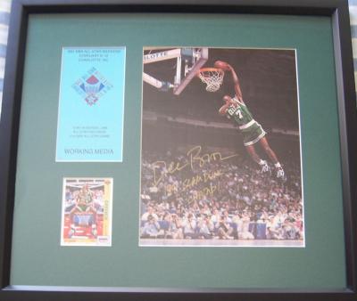 Dee Brown autographed 1991 NBA Slam Dunk photo framed with card & credential