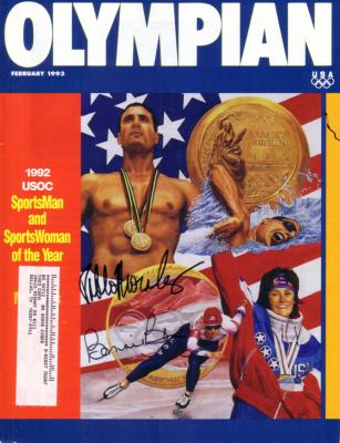 Bonnie Blair & Pablo Morales autographed 1993 Olympian magazine cover