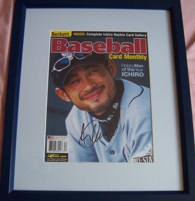 Ichiro Suzuki autographed Seattle Mariners Beckett Baseball cover framed
