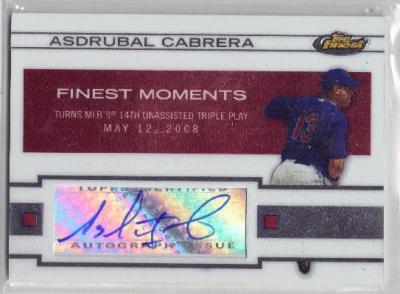 Asdrubal Cabrera certified autograph Cleveland Indians 2009 Topps Finest card