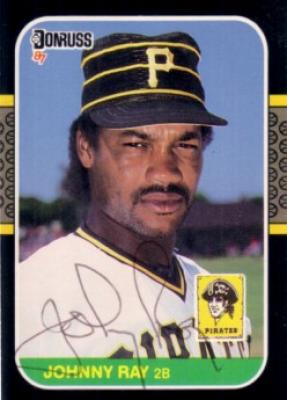 Johnny Ray autographed Pittsburgh Pirates 1987 Donruss card