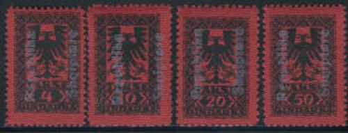 Postage due overprints 4v; Year: 1925