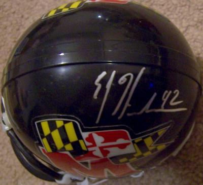 E.J. Henderson autographed Maryland throwback mini helmet