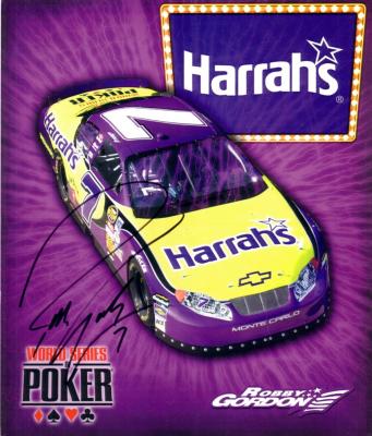 Robby Gordon (NASCAR) autographed 8x10 Harrah's photo card