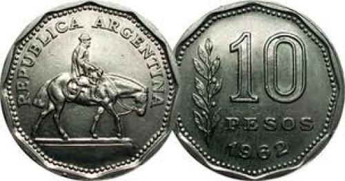 Coins; Argentina 10 Pesos 1962 to 1968