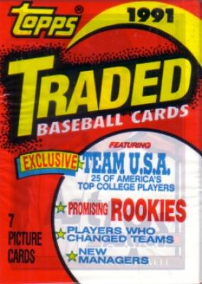 1991 Topps Traded pack with Jeff Bagwell Rookie Card showing