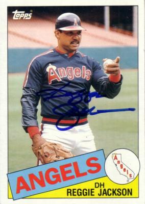 Reggie Jackson autographed Angels 1985 Topps 5x7 jumbo card