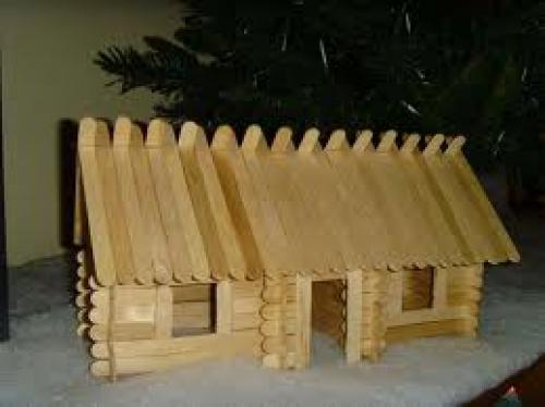Crafts; Handmade Popsicle Stick Log Cabins