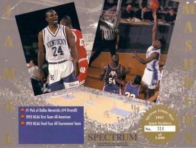 Jamal Mashburn 1993 Kentucky 8x10 Tribute card sheet #316/5000