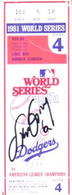 Steve Garvey autographed Los Angeles Dodgers 1981 World Series ticket stub