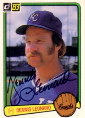 Dennis Leonard autographed Kansas City Royals 1983 Donruss card