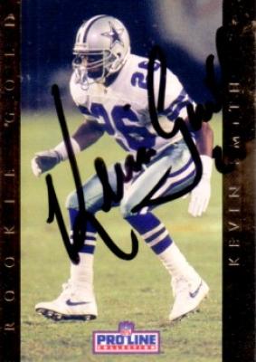 Kevin Smith autographed Dallas Cowboys 1992 Pro Line Rookie Gold card