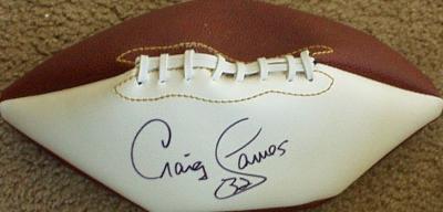 Craig James autographed full size white panel football