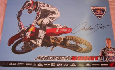 Andrew Short autographed Honda Racing supercross mini poster