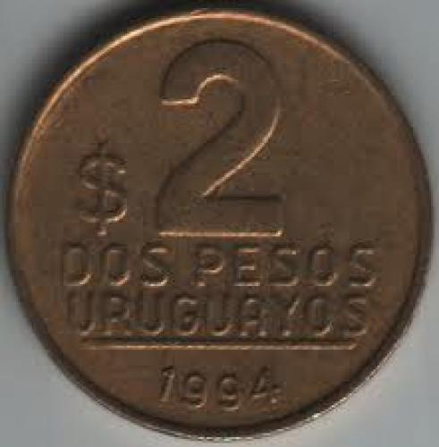 Coins; Uruguay 2 Peso 1994; Back image