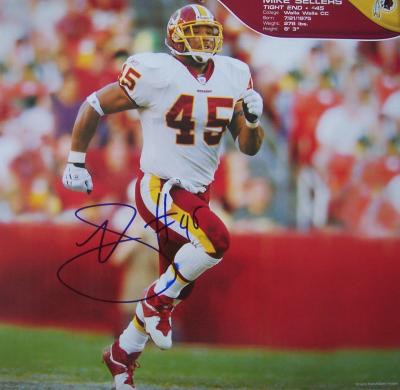 Mike Sellers autographed Washington Redskins calendar page