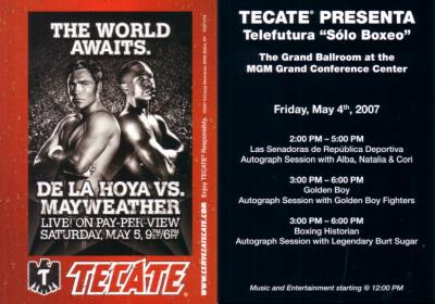 2007 Oscar De La Hoya vs. Floyd Mayweather 5x7 boxing promo card