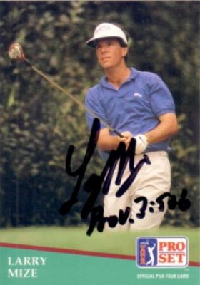 Larry Mize autographed 1991 Pro Set golf card