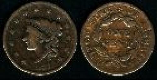 1 cent; Year: 1835-1839; Large Cent. Coronet
