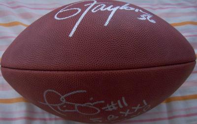 Phil Simms & Lawrence Taylor autographed NFL game model football