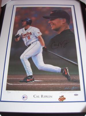Cal Ripken autographed Baltimore Orioles 1997 lithograph matted & framed (Steiner)