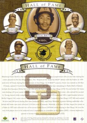 San Diego Padres Hall of Fame 2002 Upper Deck 5x7 card (Willie McCovey Ozzie Smith Dave Winfield)