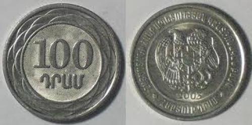 Armenia 100 dram 2003 Weight: 4gm. Metal: nickel plated steel