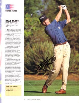 Brad Faxon autographed full page golf magazine photo