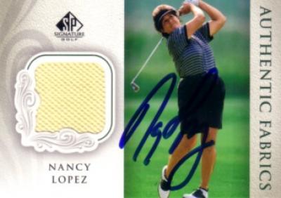 Nancy Lopez autographed 2004 SP Signature golf tournament worn shirt card