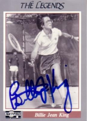 Billie Jean King autographed Netpro Legends tennis card