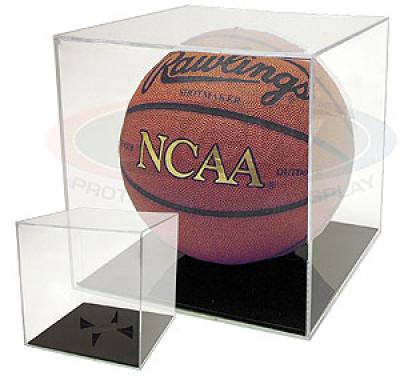 Basketball display case cube holder with black base