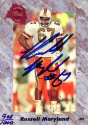 Russell Maryland certified autograph Miami 1991 Classic card