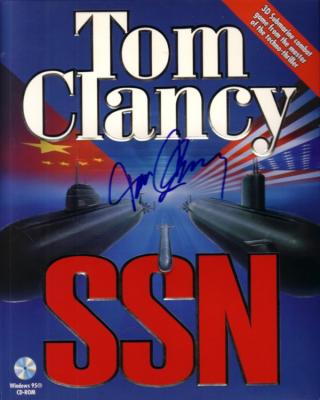 Tom Clancy autographed SSN video game box