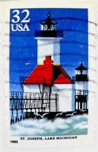Stamps;  stamp USA 32c Lighthouse frimärken; Michigan