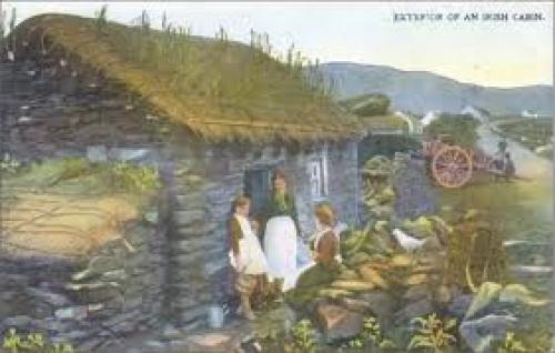 Postcard made from peat. Irish Thatched Cottage scene; Ireland