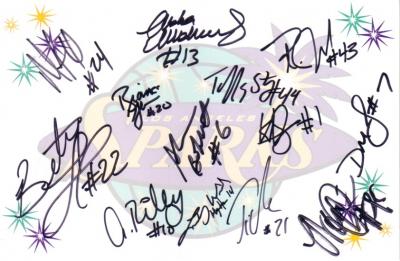 2010 WNBA Los Angeles Sparks team autographed logo card